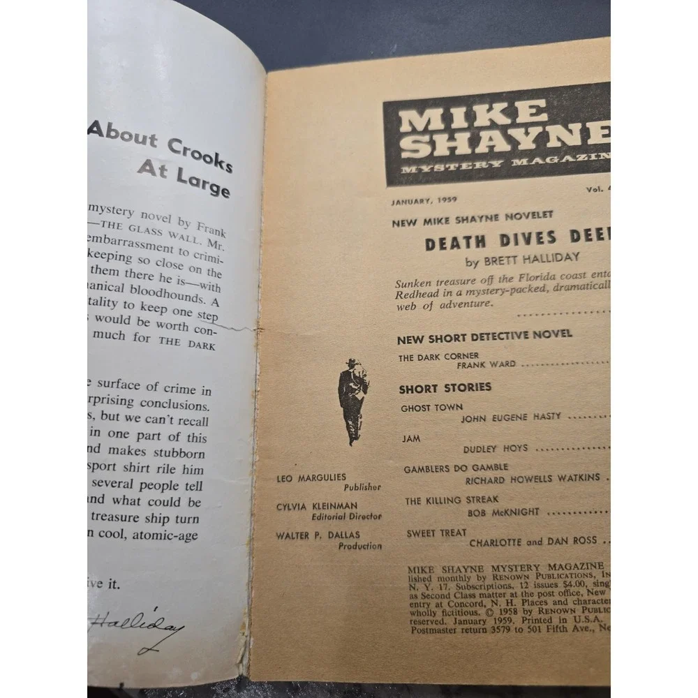 Mike Shayne Mystery Magazine January 1959 Brett Halliday Frank Ward